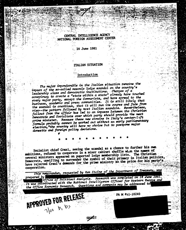 Happy1981 Dagli archivi CIA - Freedom of Information Act